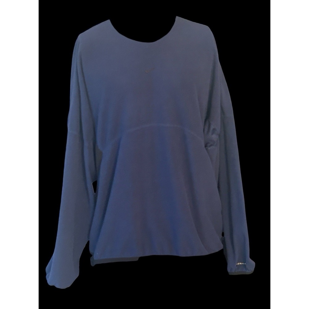 Nike Mens Size Medium Blue Long Sleeve Sweatshirt Pullover Therma Fit Swoosh